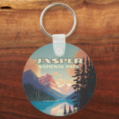 Porte-clés Parc national Jasper Alberta Canada Rockies Retro (Recto)