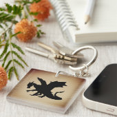 Porte-clés Parchemin rustique du dragon noir (Devant Droit)