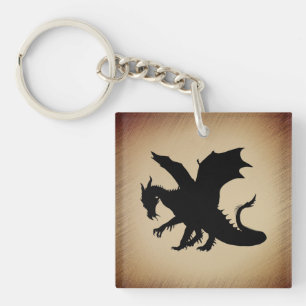 Porte-clés Parchemin rustique du dragon noir