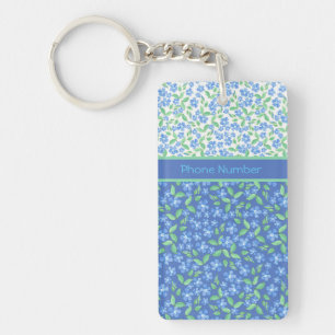 Porte-clés Parenouilles bleues personnalisées Ditsy Motifs fl