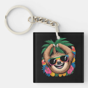 Porte-clés Paresseux Tropical Kawaii – Vibrations Été Colorée