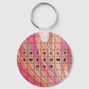 Porte-clés Parfait Papa Puzzle Texte rose/Motif Brown