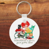 Porte-clés "Parfois, une fille doit simplement coudre !" (Recto)