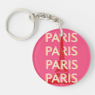 Porte-clés Paris, Art du voyage, Art du voyage rétro, Rose
