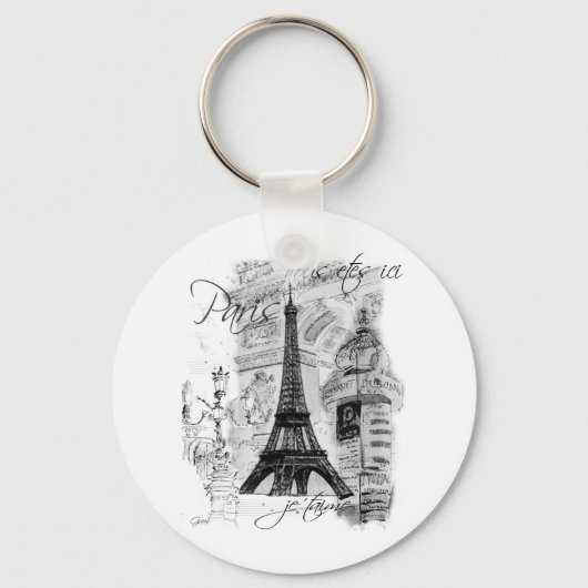 Porte-clés Paris Tour Eiffel Collage de la scène française (Recto)
