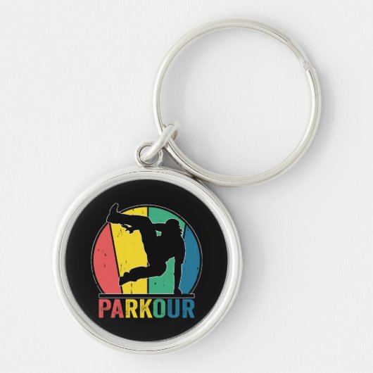 Porte-clés Parkour Free Running Training Traceur Retro (Devant)