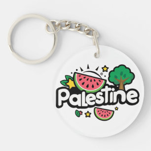 Porte-clés Parole palestinienne mignonne entourée de pastèque