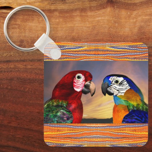 PORTE-CLÉS PARROS HYPER /ARA ROUGE ET BLEU (Recto)