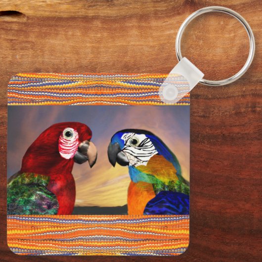 PORTE-CLÉS PARROS HYPER /ARA ROUGE ET BLEU (Verso)