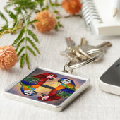 PORTE-CLÉS PARROS HYPER /ARA ROUGE ET BLEU (Côté)