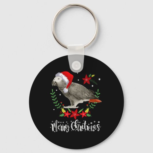 Porte-clés Parrot gris africain de Noël (Recto)