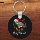 Porte-clés Parrot gris africain de Noël (Recto)