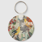 Porte-clés Parrot Jaune Tropical Antique Fleur (Recto)