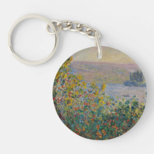 Porte-clés Parterres de fleurs à Vétheuil, paysage impression