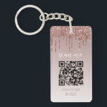 Porte-clés Parties scintillant à séchage rose vif QR Code Ent<br><div class="desc">Parties scintillant à goutte rose vif QR Code Porte - clé d'entreprise Ce carte de visite à parties scintillant à goutte d'or rose à la mode,  girly et moderne sera l'ajout parfait à vos fournitures promotionnelles de petite entreprise.</div>