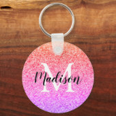 Porte-clés Parties scintillant arc-en-ciel Monogramme personn (Recto)