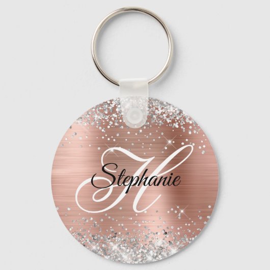 Porte-clés Parties scintillant argent Rose or huile Fancy Mon (Recto)