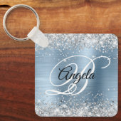 Porte-clés Parties scintillant argentée bleu clair huile Fanc (Recto)