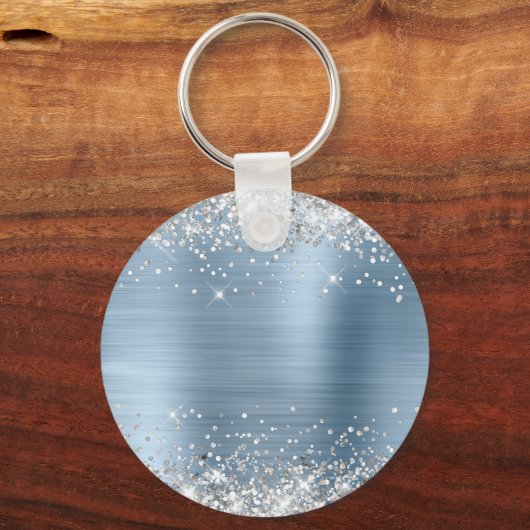 Porte-clés Parties scintillant argentée bleu clair huile Fanc (Verso)