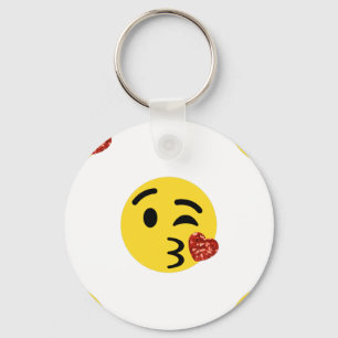 Porte-clés parties scintillant baiser émoji