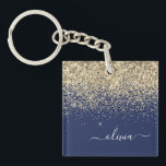Porte-clés Parties scintillant Bleu de la Marine d'or Script<br><div class="desc">Parties scintillant étincelante bleu marine et or Faux Foil  Script Monogramme Nom Porte - clé. Cela rend le cadeau parfait pour 16 ans,  mariage,  douche nuptiale,  anniversaire,  baby shower ou bachelorette pour quelqu'un qui aime le luxe glam et les styles chic.</div>