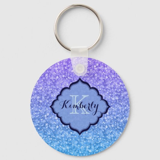 Porte-clés Parties scintillant Bleu Et Violet Dégradé (Recto)