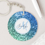 Porte-clés Parties scintillant bleue personnalisée Sirène Nom<br><div class="desc">Personnalisez facilement ce magnifique porte - clé de faux parties scintillant bleu brillant avec votre monogramme et votre nom personnalisés.</div>
