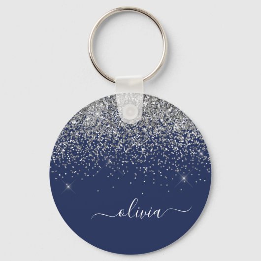 Porte-clés Parties scintillant bleue Silver Navy Girl Monogra (Recto)