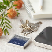 Porte-clés Parties scintillant bleue Silver Navy Girl Monogra (Côté)