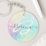 Porte-clés Parties scintillant Coloré Glamour Joli Motif<br><div class="desc">Aesthétiquement jolie chic parties scintillant arrière - plan dans de belles couleurs pastel,  que vous pouvez personnaliser avec votre monogramme et/ou nom personnalisé.</div>