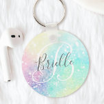 Porte-clés Parties scintillant Coloré Glamour Joli Motif<br><div class="desc">Aesthétiquement jolie chic parties scintillant arrière - plan dans de belles couleurs pastel,  que vous pouvez personnaliser avec votre monogramme et/ou nom personnalisé.</div>