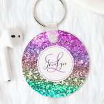 Porte-clés Parties scintillant colorée personnalisée Sirène N<br><div class="desc">Personnalisez facilement ce magnifique porte - clé de parties scintillant scintillant avec votre monogramme et votre nom personnalisés.</div>