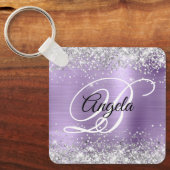 Porte-clés Parties scintillant d'argent clair violet huile Fa (Recto)