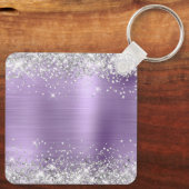Porte-clés Parties scintillant d'argent clair violet huile Fa (Verso)