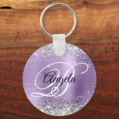 Porte-clés Parties scintillant d'argent clair violet huile Fa (Recto)