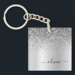 Porte-clés Parties scintillant d'argent étincelle Glam métal<br><div class="desc">Argent Faux Foil Parties scintillant à étincelles métalliques brossé Nom du Porte - clé. Cela rend le cadeau parfait pour 16 ans,  mariage,  douche nuptiale,  anniversaire,  baby shower ou bachelorette pour quelqu'un qui aime le luxe glam et les styles chic.</div>