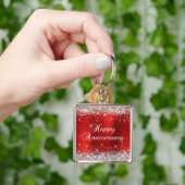 Porte-clés Parties scintillant d'argent mousseux Red Foil Bon (main)