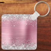 Porte-clés Parties scintillant d'argent rose huile Fancy Mono (Verso)