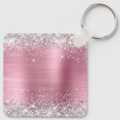 Porte-clés Parties scintillant d'argent rose huile Fancy Mono (Dos)