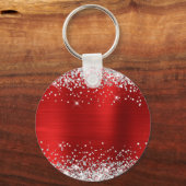 Porte-clés Parties scintillant d'argent rouge paille fantaisi (Verso)