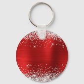Porte-clés Parties scintillant d'argent rouge paille fantaisi (Verso)