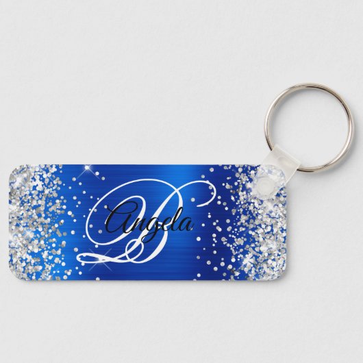 Porte-clés Parties scintillant d'argent Royal Blue Foil Fancy (Recto)