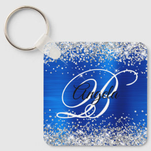 Porte-clés Parties scintillant d'argent Royal Blue Foil Fancy
