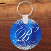 Porte-clés Parties scintillant d'argent Royal Blue Foil Fancy (Recto)