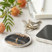 Porte-clés Parties scintillant de goutte d'or Monogramme méta (Côté)