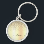 Porte-clés Parties scintillant d'or Monogramme métallique Nom<br><div class="desc">Gold Faux Foil Metallic Sparkle Parties scintillant brossé Métal Monogramme Nom Clés (Porte - clé). Cela rend le cadeau parfait pour 16 ans,  mariage,  douche nuptiale,  anniversaire,  baby shower ou bachelorette pour quelqu'un qui aime le luxe glam et les styles chic.</div>