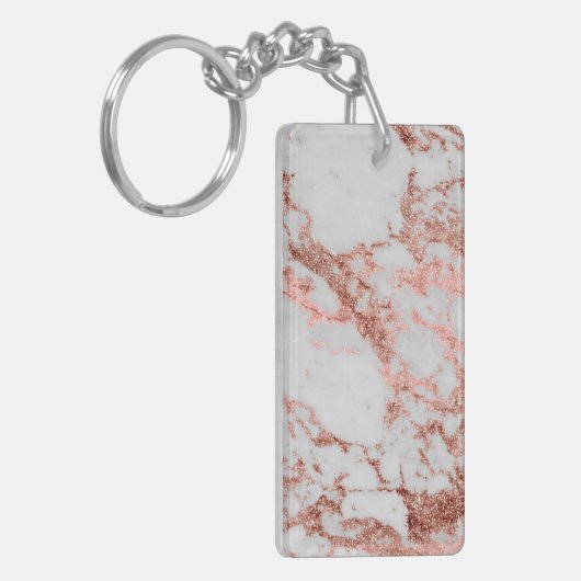 Porte-clés Parties scintillant d'or Rose en marbre moderne (Devant gauche)