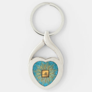 Porte-clés Parties scintillant dorée de luxe Monogramme Cadea