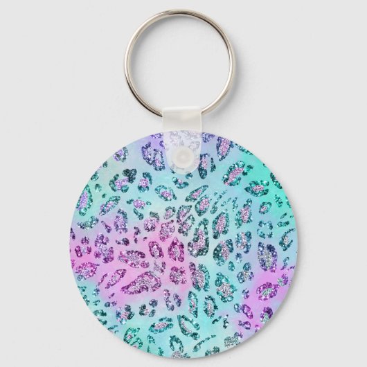 Porte-clés Parties scintillant Empreinte de léopard Iridescen (Recto)