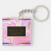 Porte-clés Parties scintillant en marbre rose violet or (Dos)